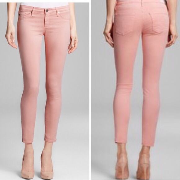 Ag Adriano Goldschmied Denim - Woman’s AG  Adriano Goldschmied Jean Leggings Ankle Zip In Pink  Size 27